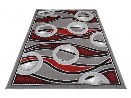 Moderní koberec Bali - vlnky 4 - šedý/červený