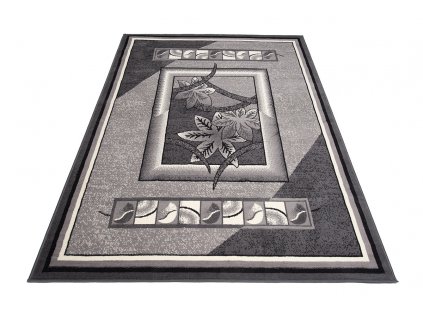 Moderní koberec Tap - čtverce a květiny 1 - šedý