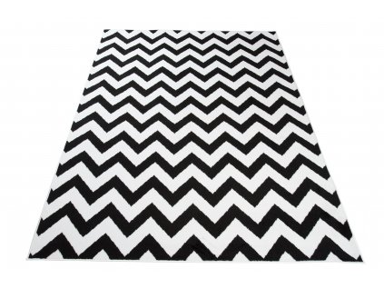 Moderní koberec Tap - vlnky 6 - bílý/černý