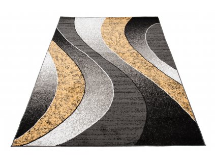 Moderní koberec Tap - vlnky 5 - žlutý/šedý
