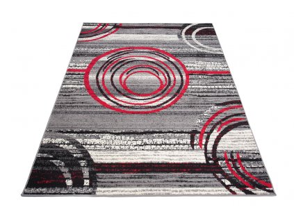 Moderní koberec Tap - čáry 1 - šedý/červený