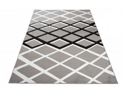 Moderní koberec Tap - mřížka 1 - bílý/šedý