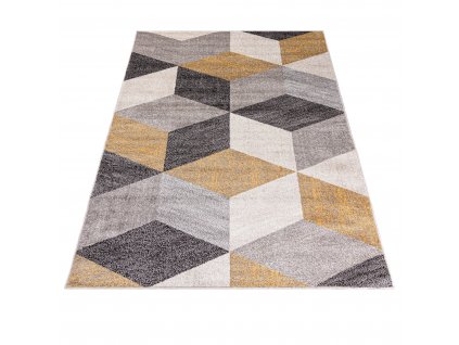 Moderní koberec Elefanta - geometrické tvary 1 - šedý/žlutý