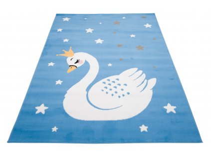 Dětský koberec Jolly Kids - labuť a hvězdičky - modrý