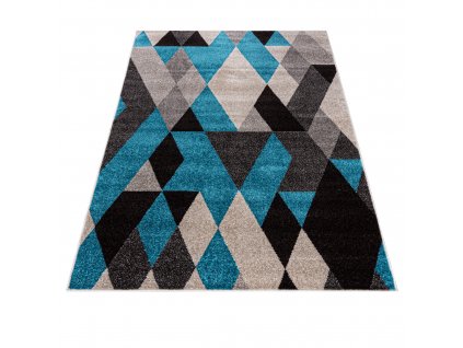 Moderní koberec Fiesta - trojúhelníky 1 - černý/modrý