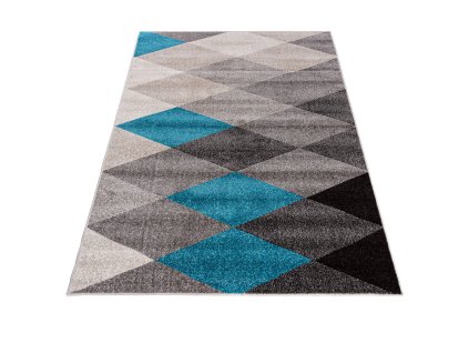 Moderní koberec Fiesta - trojúhelníky 2 - šedý/modrý