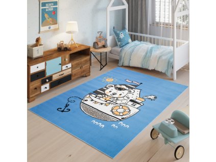 Dětský koberec Jolly Kids - loďka - modrý