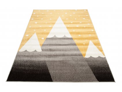 Dětský koberec Fiesta - hory 1 - žlutý/šedý
