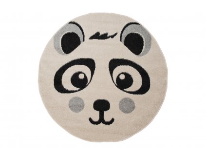 Dětský kulatý koberec Happy Kids - panda - bílý