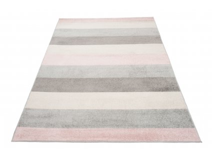 Kusový koberec Lazur - pruhy 1 - bílý/růžový