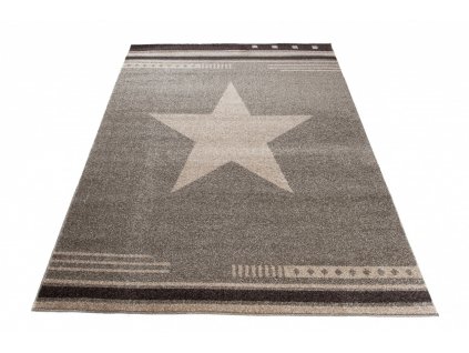 Kusový koberec MAROKO - hvězda - hnědý/černý