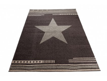 Kusový koberec MAROKO - hvězda - tmavě hnědý