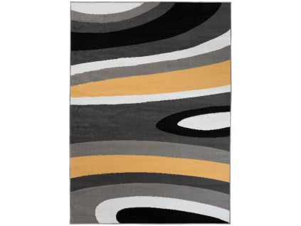 Kusový koberec Maya - vlnky 2 - černý/žlutý
