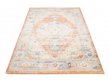 Kusový koberec Mia - orientální 1 - šedý/oranžový
