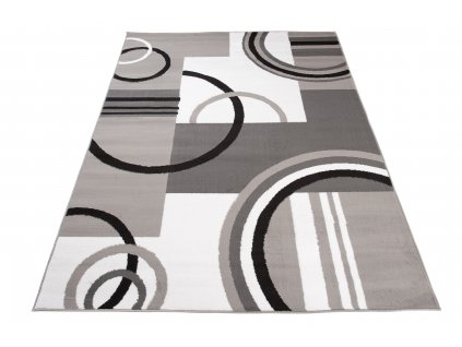 Kusový koberec Maya - geometrické tvary 2- šedý/bílý