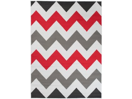 Kusový koberec Maya - vlnky 3 - šedý/červený