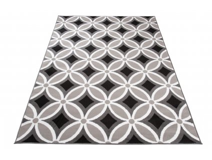 Kusový koberec Maya - geometrické tvary 3 - šedý/černý