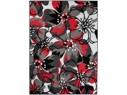 Kusový koberec Maya - květiny 2 - šedý/červený