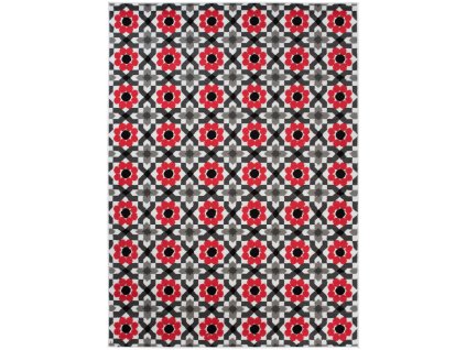 Kusový koberec Maya - květiny 1 - šedý/červený