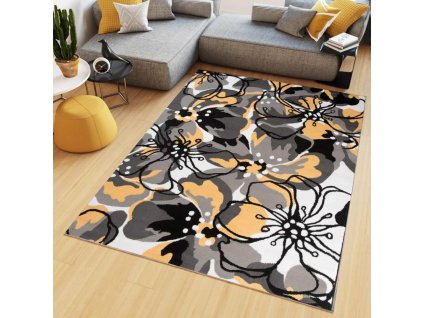 10 Kusový koberec Maya květiny 2 šedýžlutý