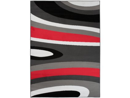 Kusový koberec Maya - vlnky 2 - černý/červený