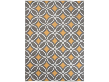 Kusový koberec Maya - geometrické tvary 3 - šedý/žlutý