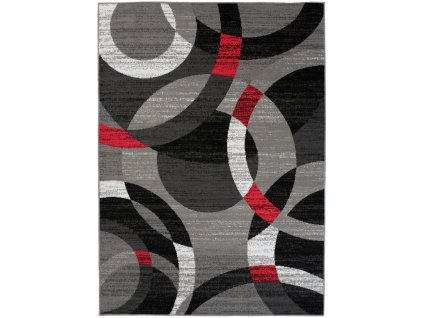 Kusový koberec Maya - geometrické tvary 4 - šedý/červený