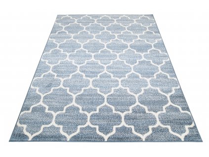 Kusový koberec Mia - mřížka 1 - modrý