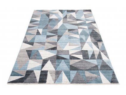 Kusový koberec Mystic - trojúhelníky 2 - modrý/šedý