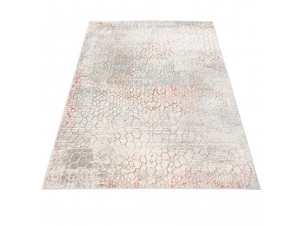 Kusový koberec Portland - mřížka 3 - bílý/oranžový