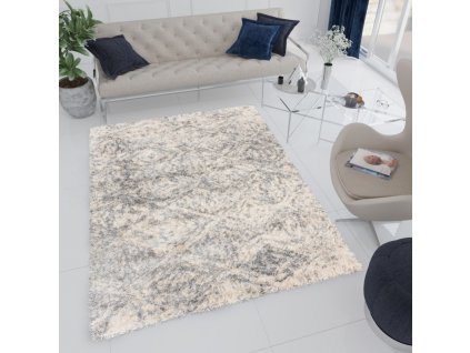 Moderní koberec Versay Shaggy - tvary 3 - krémový