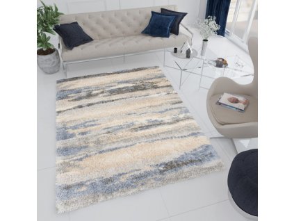 Moderní koberec Versay Shaggy - malba - krémový