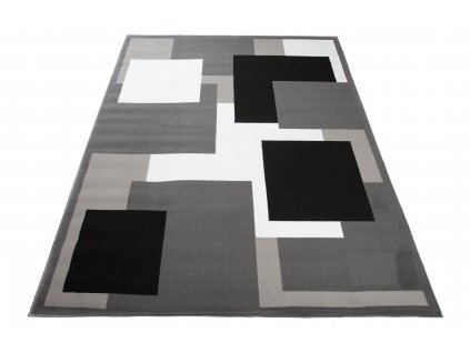 Moderní koberec Tap - čtverce 3 - tmavě šedý/bílý