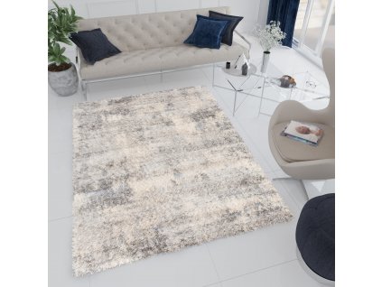 Moderní koberec Versay Shaggy - abstrakt 2 - krémový