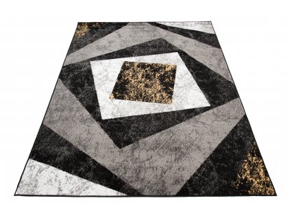 Moderní koberec Tap - čtverce 2 - černý/žlutý