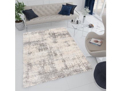 Moderní koberec Versay Shaggy - abstrakt 3 - krémový