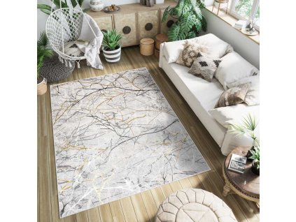 Moderní koberec Golden - mramor 1 - krémový/zlatý