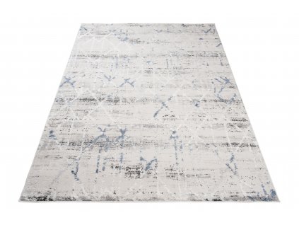 Moderní koberec Sparta - mřížka 3 - krémový/modrý