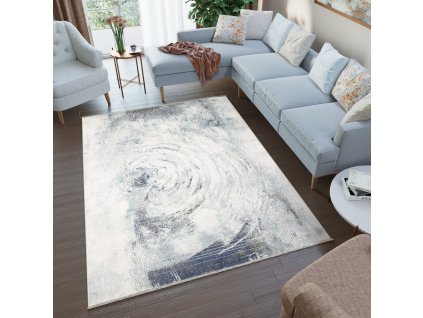 Moderní koberec Rivoli - abstrakt 10 - bílý/modrý