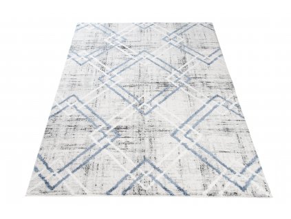 Moderní koberec Sparta - čtverce 1 - krémový/modrý