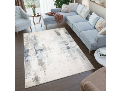 Moderní koberec Rivoli - abstrakt 9 - bílý/modrý