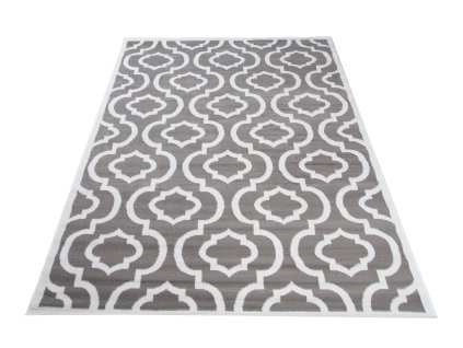 Moderní koberec GALA - mřížka 3 - šedý/bílý