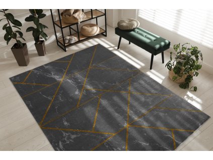 Moderní koberec Easy - zlaté tvary 2 - šedý