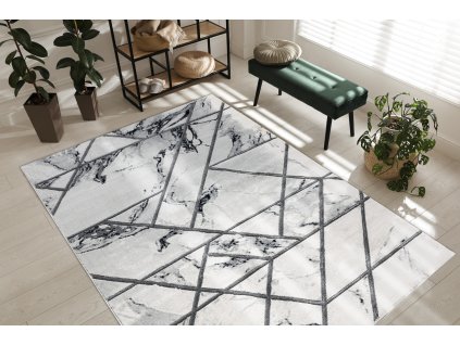 Moderní koberec Easy - mramor 1 - stříbrný