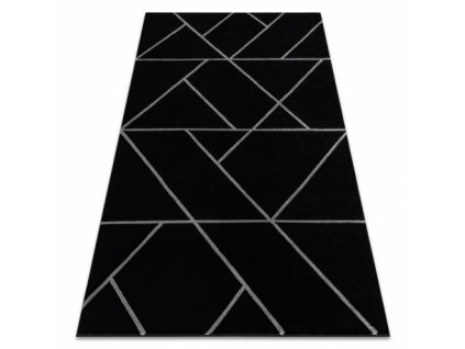 Moderní koberec Easy - stříbrné tvary 1 - černý