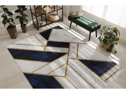 Moderní koberec Easy - mramor 1 - krémový/modrý