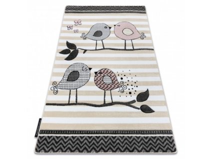Krásný dětský koberec KINDER - ptáčci 1 - krémový