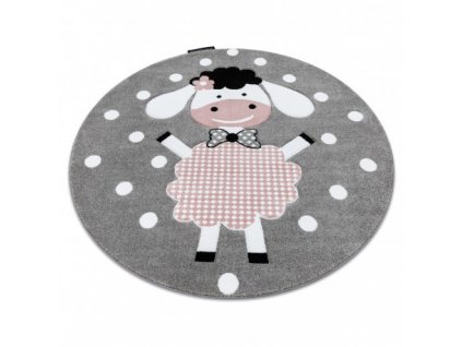 Kulatý dětský koberec KINDER - ovečka 1 - šedý