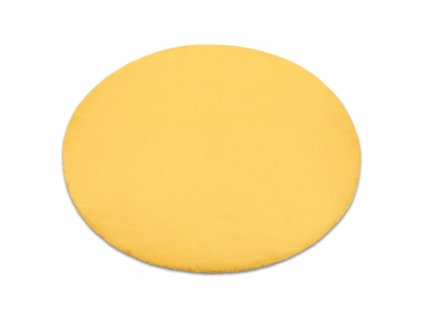 Kulatý koberec králičí kožešina - imitace - žlutý