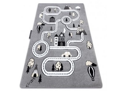 Krásný dětský koberec KINDER - městečko 2 - šedý